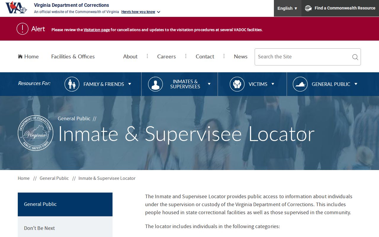 Virginia Department of Corrections locator for Fluvanna County state-custody records